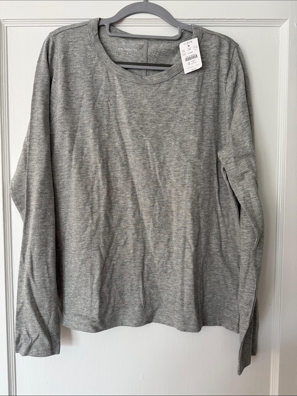J. Crew Heather Gray Long-Sleeve Girlfriend Tee
